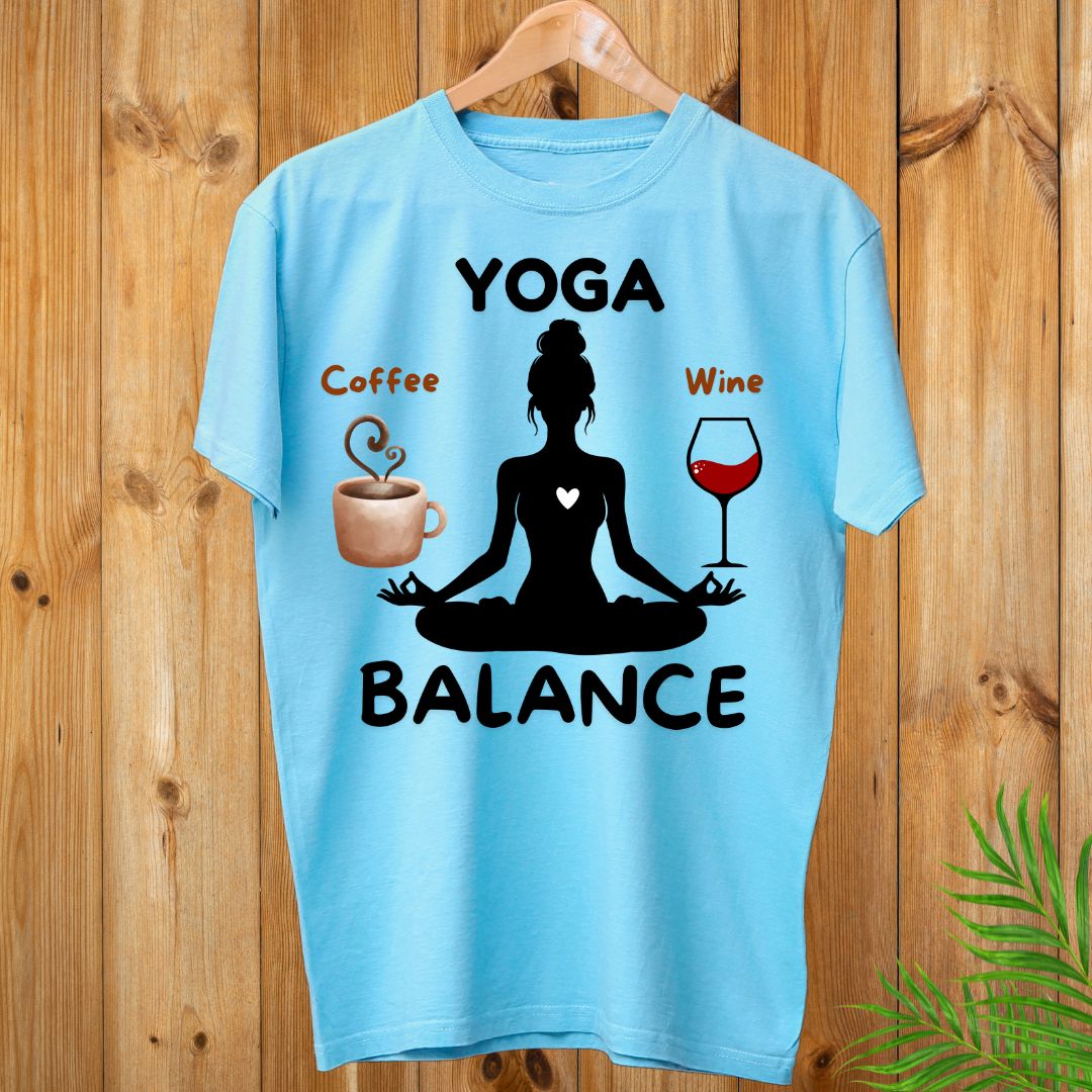 Yoga Balance, Coffee, Wine lover t-shirt