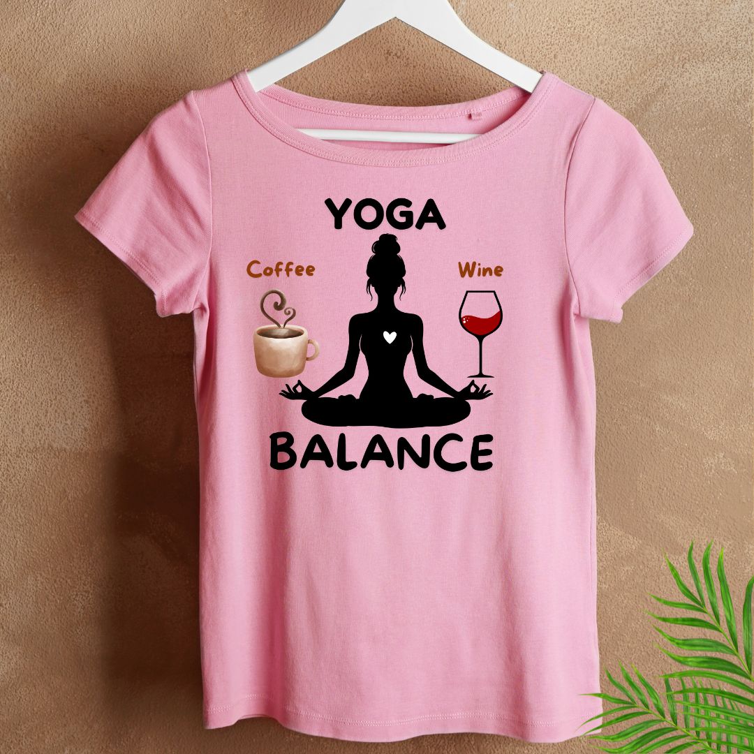 Yoga Balance, Coffee, Wine lover t-shirt